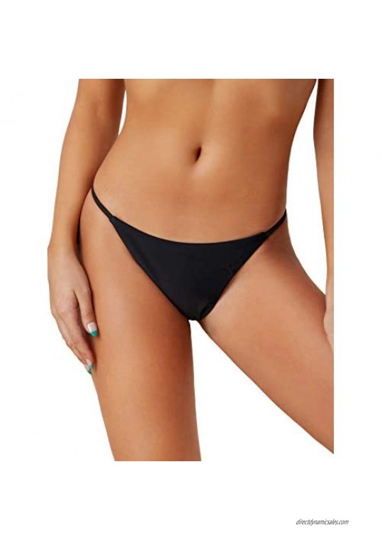 SheIn Women's Basics Thong Bikini Bottom Beachwear Solid Swimsuit Panty