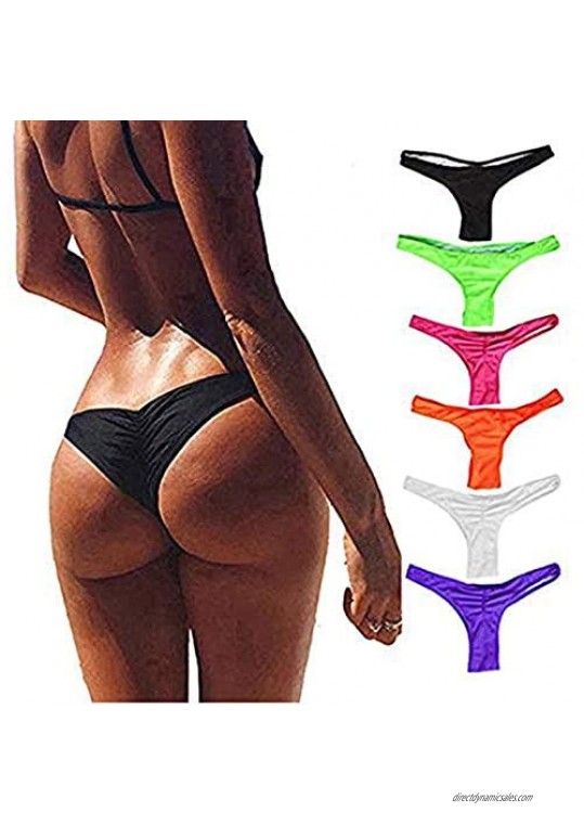 SLTY Women's Brazilian Bottom Thong Swimwear Beachwear Bikini Strappy V Cheeky Bikini Thong Swimwear Bottom