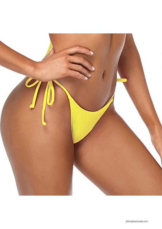 Tainehs Women's Sexy Halter Thong Bikini Bottom Micro String Tanning Bikini Bottom Swimsuit