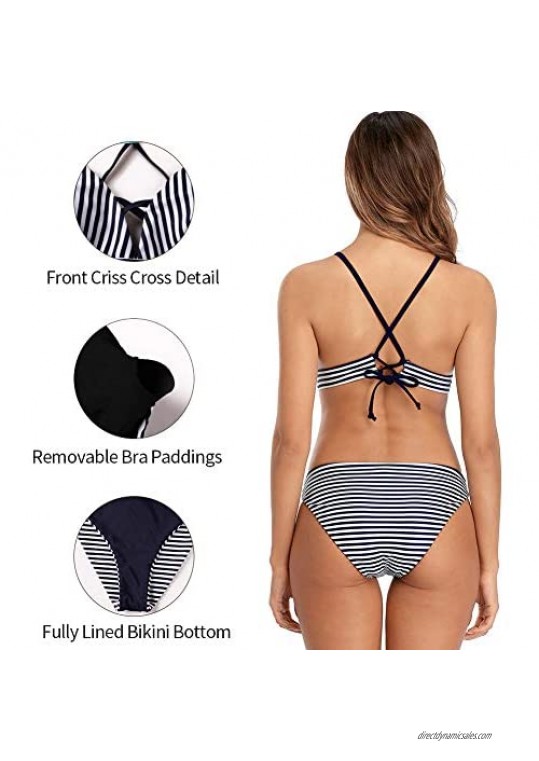 CharmLeaks Women Triangle Bikini Swimsuit High Cut Swimwear Two Piece Tie Back