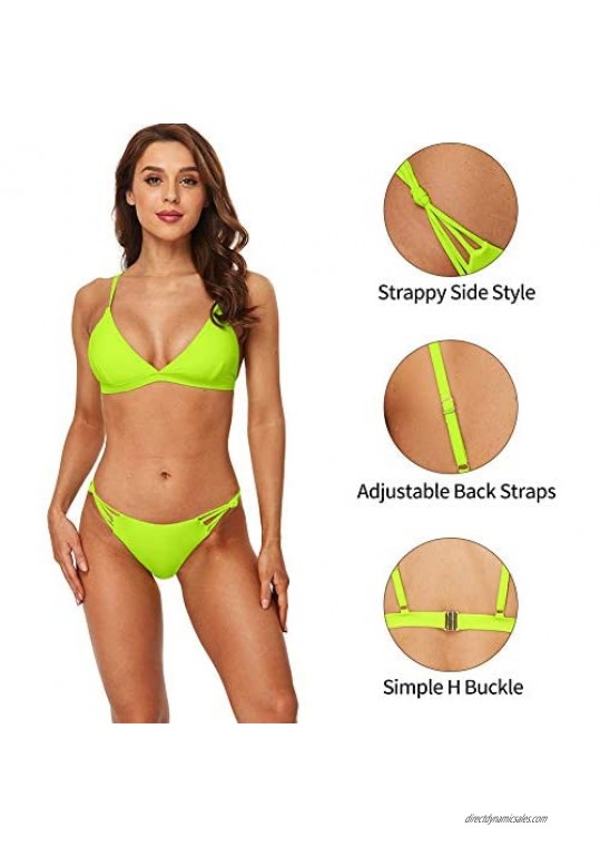 Charmo Women Triangle Bikini High Cut Bathing Suit V Neck Two Piece Swimsuit