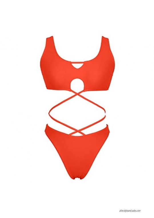 ioiom Women Criss Cross Two Piece Swimsuit Sexy Keyhole Bathing Suits