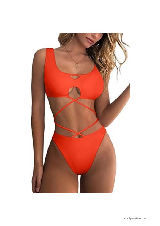 ioiom Women Criss Cross Two Piece Swimsuit Sexy Keyhole Bathing Suits