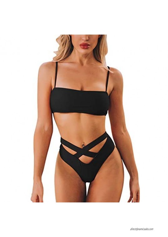 ioiom Womens Sexy High Waist Bandage Bikini Beachwear Swimsuit