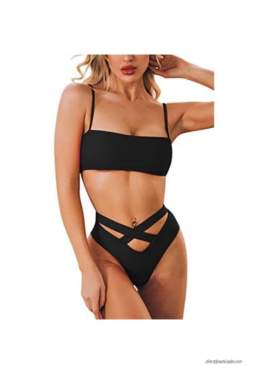 ioiom Womens Sexy High Waist Bandage Bikini Beachwear Swimsuit
