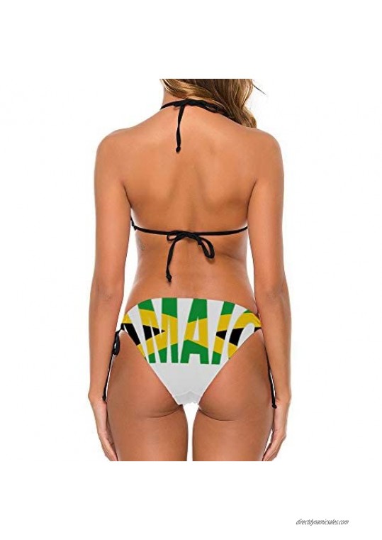 Jamaican Flag Halter Bikini Set Women Girl Bra Swimsuits 2 Piece Triangle Briefs Sexy Lace Up Swimwear