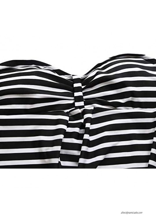 LAPAYA Women's Tankini Swimsuit Set 2 Pieces Striped Tank Top Boyshorts Bottom Bathing Suit
