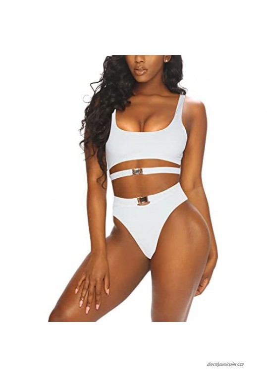 LaSuiveur Women's Sexy Wire Free Strappy Push Up Lined Two Piece Bikini Swimsuit