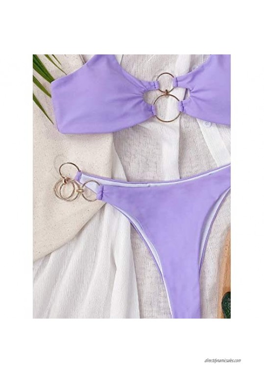 MakeMeChic Women's Ring Chain Linked Bikini Set Sexy Bathing Suit