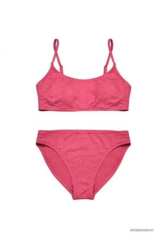 ninovino Womens Scoop Neck Bikinis Bathing Suits Cut Out Pink Bikini Sets High Leg Bikini Bottom 2 Piece Swimsuit