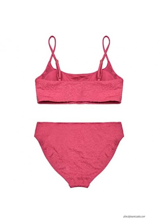 ninovino Womens Scoop Neck Bikinis Bathing Suits Cut Out Pink Bikini Sets High Leg Bikini Bottom 2 Piece Swimsuit