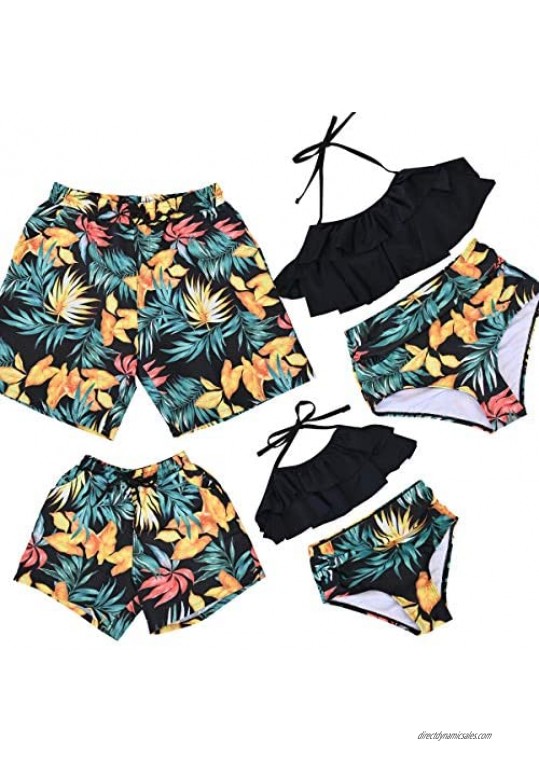 PURFEEL Couples Matching Swimsuit Family Matching Swimwears Dad and Me Matching Swiming Shorts