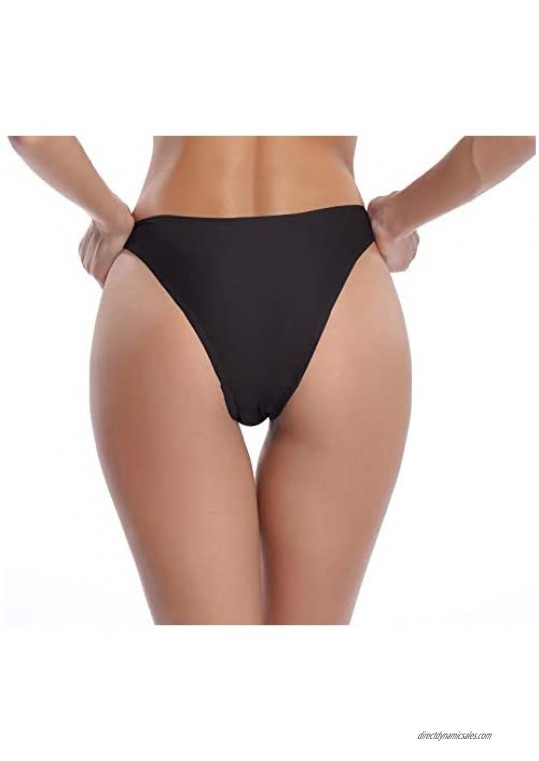 SHEKINI Women's Cheeky Brazilian Swim Bottoms Low Waist Ruched Bikini Bottom