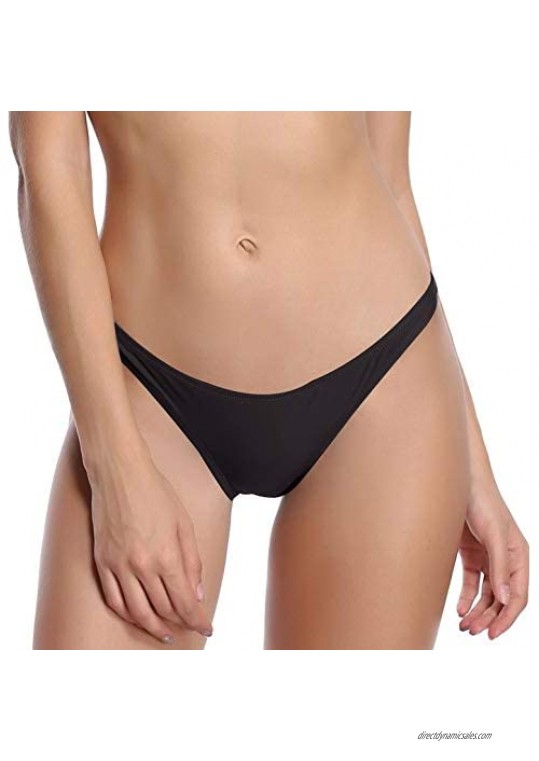 SHEKINI Women's Cheeky Brazilian Swim Bottoms Low Waist Ruched Bikini Bottom