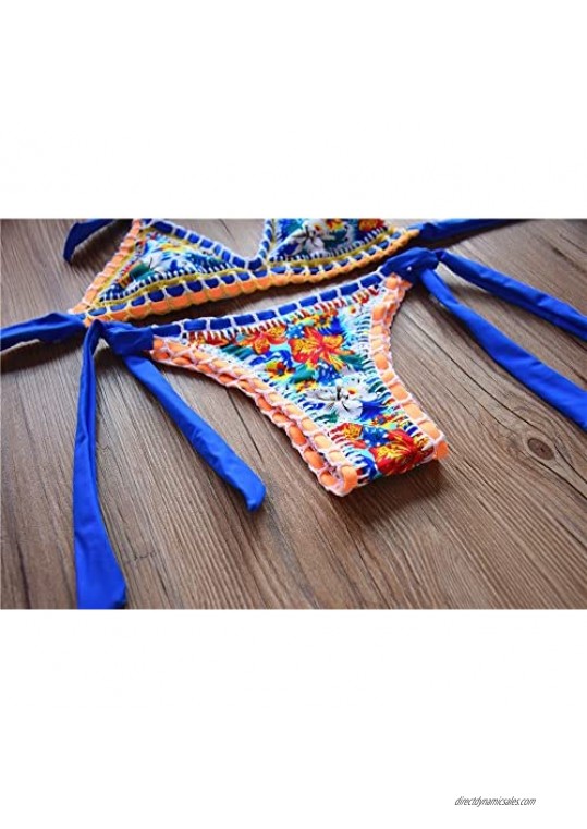 Sherry007 Women's Sexy Halter Strap Triangle Brazilian Thong Bikini Set Swimsuits