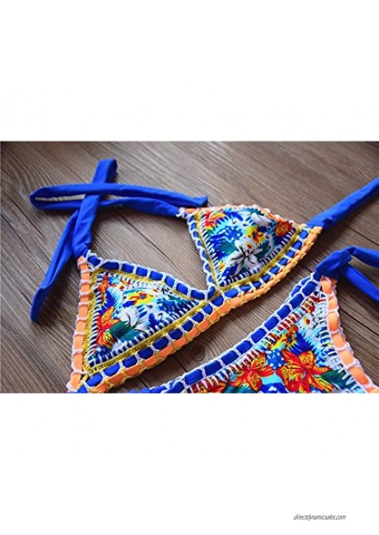 Sherry007 Women's Sexy Halter Strap Triangle Brazilian Thong Bikini Set Swimsuits