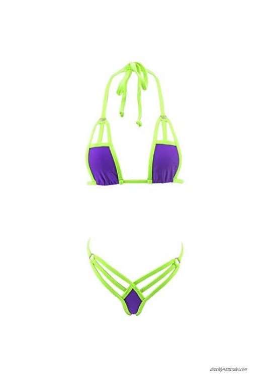 SHERRYLO Strappy Micro Bikini G String Thong Mini Bathing Suit Sexy Women Swimwear Sunbath Beachwewar Purple