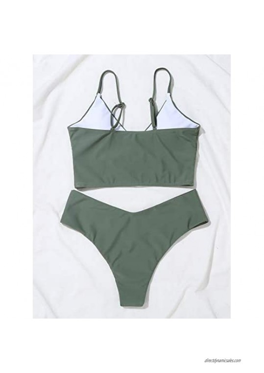 SOLY HUX Women's Spaghetti Strap V Neck Bikini Bathing Suit 2 Piece Swimsuits