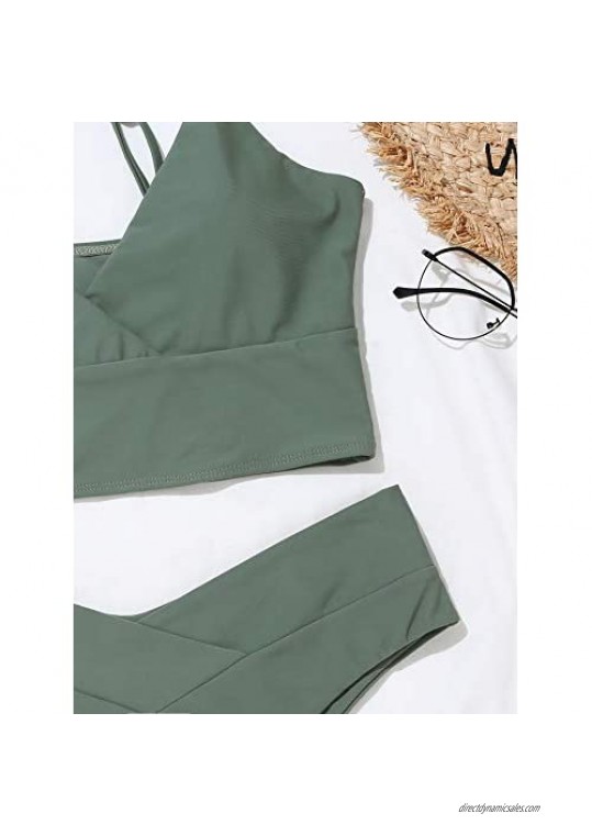 SOLY HUX Women's Spaghetti Strap V Neck Bikini Bathing Suit 2 Piece Swimsuits