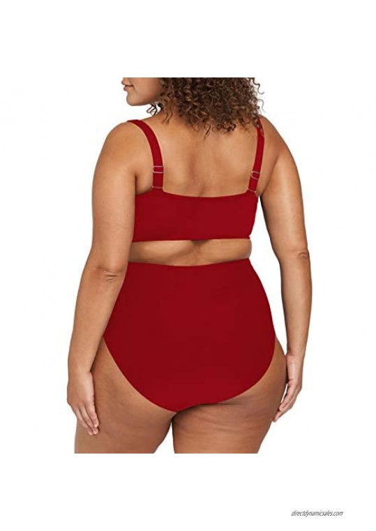 Sovoyontee Women's 2 Piece Plus Size High Waisted Swimsuit Twist Front Bikini Set Bathing Suit