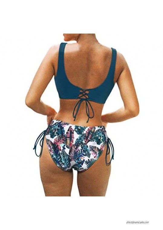 SUUKSESS Women Wrap Lace Up Bikini Twist Push Up Swimsuit 2 Piece Bikinis