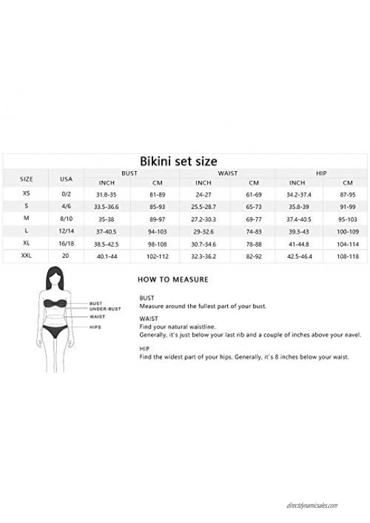 Y&R Direct Padded Push Up Bikini Set Two Pieces Swimsuit for Women Sexy Swimwear Bathing Suit Gifts for Mom Wife Girlfriend