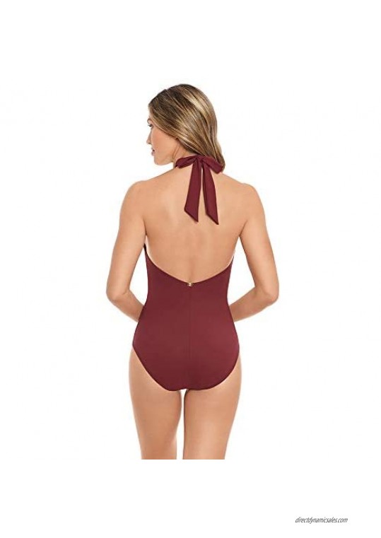 Amoressa Women's Swimwear Jupiter Soft Cup Adjustable Halter One Piece Swimsuit