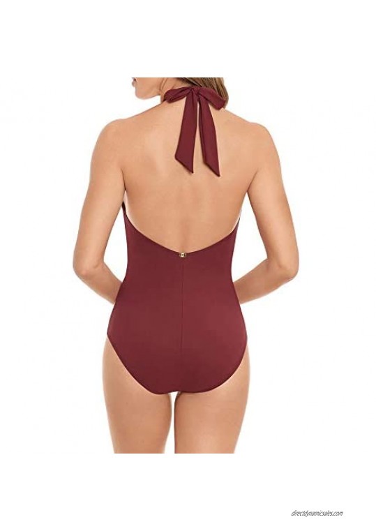 Amoressa Women's Swimwear Jupiter Soft Cup Adjustable Halter One Piece Swimsuit