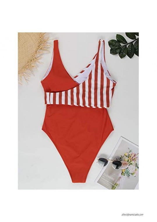 Blooming Jelly Womens Cutout One Piece Swimsuit Tie Dye Bathing Suits Tie Knot High Cut Sexy Monokini