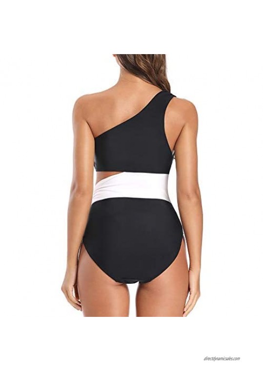 Dixperfect Women's Cut Out One Piece Swimwear Bathing Suit One Shoulder Beachwear Monokini