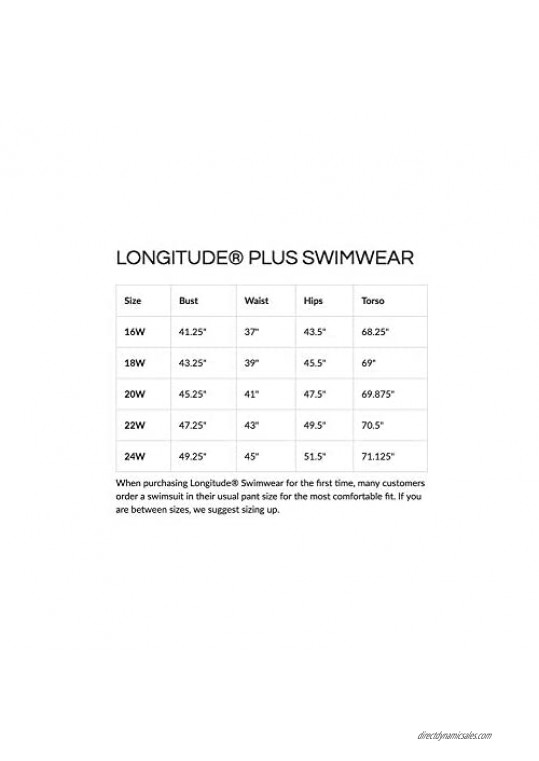 Longitude Women's Plus Size Swimwear Digital Cortex Ruffle Faux Shortini Long Torso One Piece Swimsuit