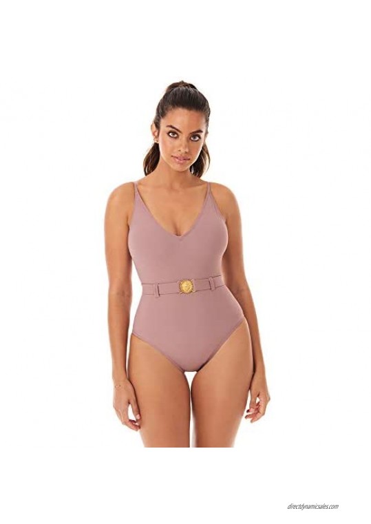 Skinny Dippers Women's Swimwear Simba Lucky Charm Belted Medallion Soft Cup One Piece Swimsuit