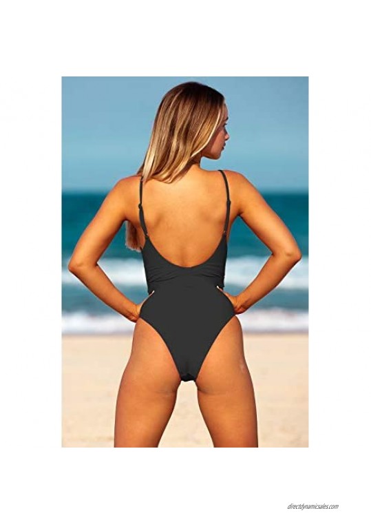 Tansuitme Womens One Piece Swimsuits High Cut Thong Bathing Suits Sexy Tummy Control Swimwear Backless