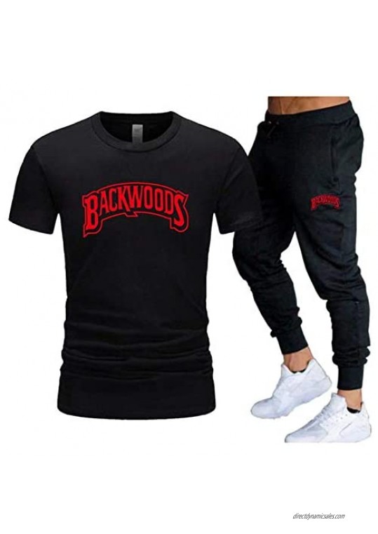 2021 Men Backwoods T-Shirt Short Sleeve Tee Tops Sweatpants Unisex 2 Pieces Tracksuit