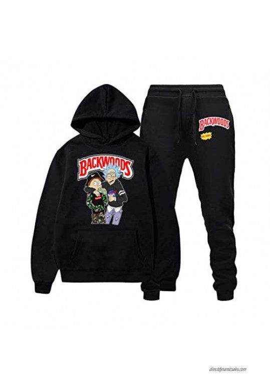 482 Backwoods R-ick and M-orty Hoodie and Sweatpants Suit Hip Hop Unisex Pullover Two-Piece Sweatshirt for Men Women