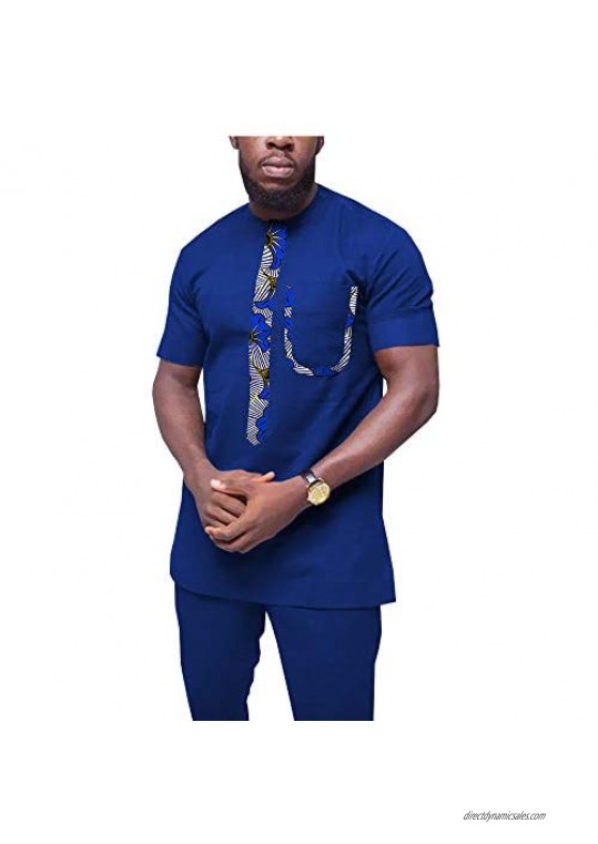 African Clothing for Men Tracksuit Dashiki Shirts and Print Pants Traditional Set Outfits Wear