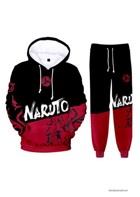AMOMA Naruto Manga Comics 3D Printed Unisex Cosplay Outfit Two Pieces Hoodie and Jogger Pants Sets
