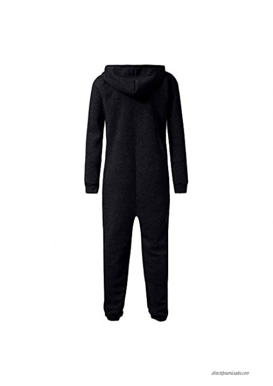 Clearance Leegor Lovers One-Piece Jumpsuit Men's Unisex Garment Non Footed Pajama Casual Hoodie with Pocket Playsuit