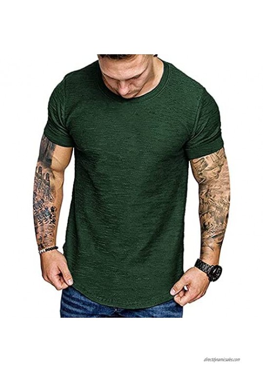 COOFANDY Men Gym T Shirt Hipster Training Slim Fitted Basic Casual Crew Neck Top