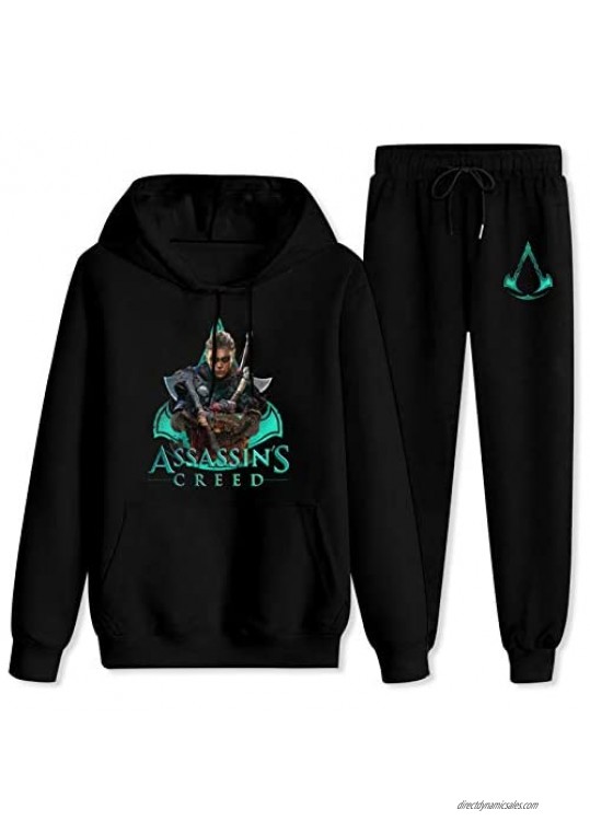 EAROBA Unisex Adults Assassin's Eivor Pullover Hoodie and Sweatpants Suit for Mens Womens  2 Piece Sweatshirt Set