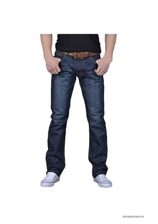 Forthery Stretch Regular Classic Fit Blue Denim Jeans for Men Jogger Jeans Teen Boys Slim Fit Leg Denim Pants