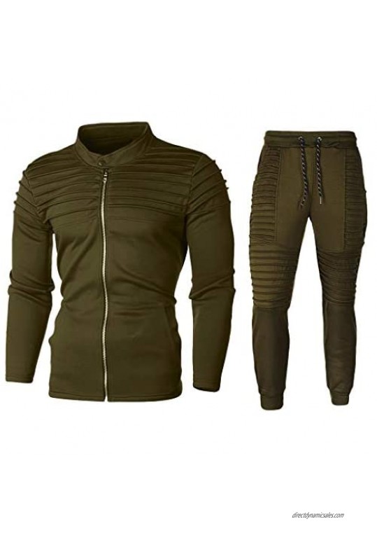 FORUU Men's Tracksuit Set Clearance Casual Solid Full Zip Sweatshirt Top Jogger Sweatpants Sports Suit