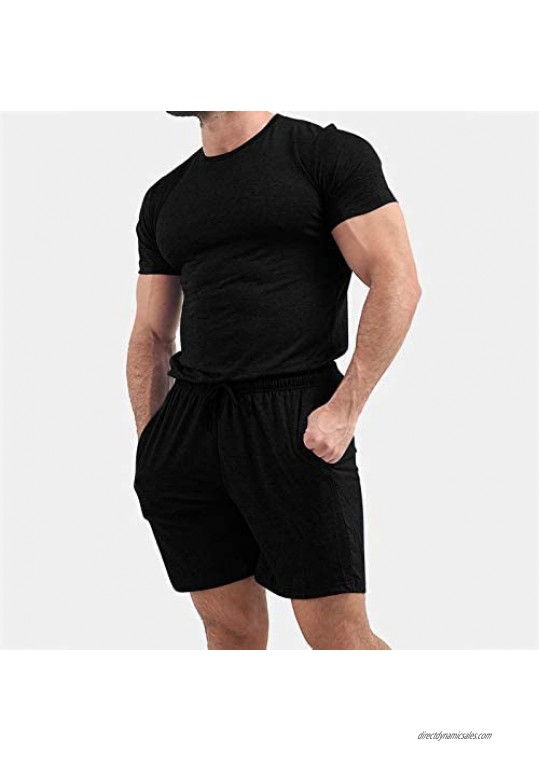 KAIXLIONLY Men 2 Piece Tracksuits Outfit Casual Short Sleeve T-Shirts + Shorts Tracksuit