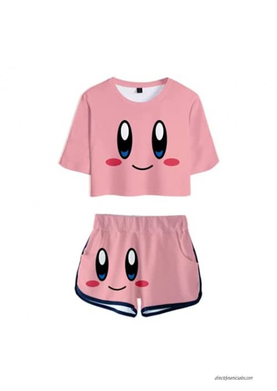 Kirby Cute and Fun T-Shirt & Shorts Sets  2 Piece Outfits Tracksuit Set