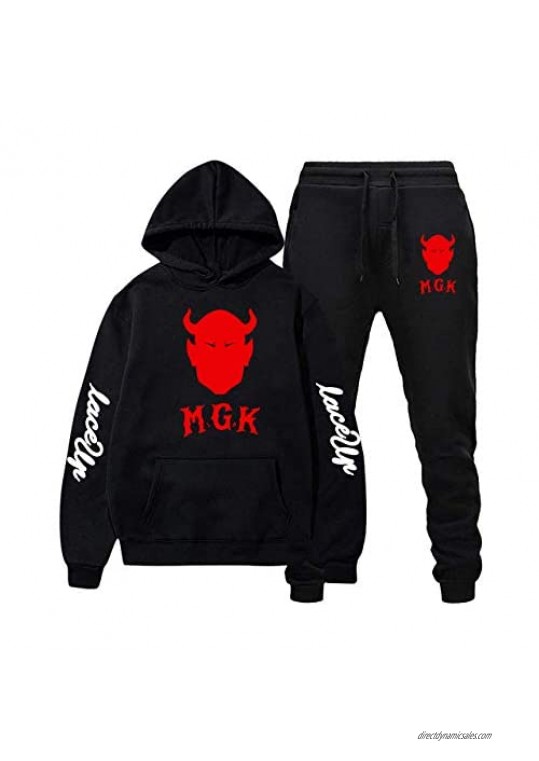 Lace Up M-GK Hoodie and Sweatpants Two-Piece Set Fashion Hoodies Casual Sweatshirt Suit for Men Women