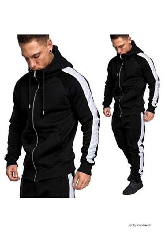 Limsea Men's Sports Suit Tracksuit 2019 Spring Solid Color Full-Zip Running Jogging Sports Jacket and Pants