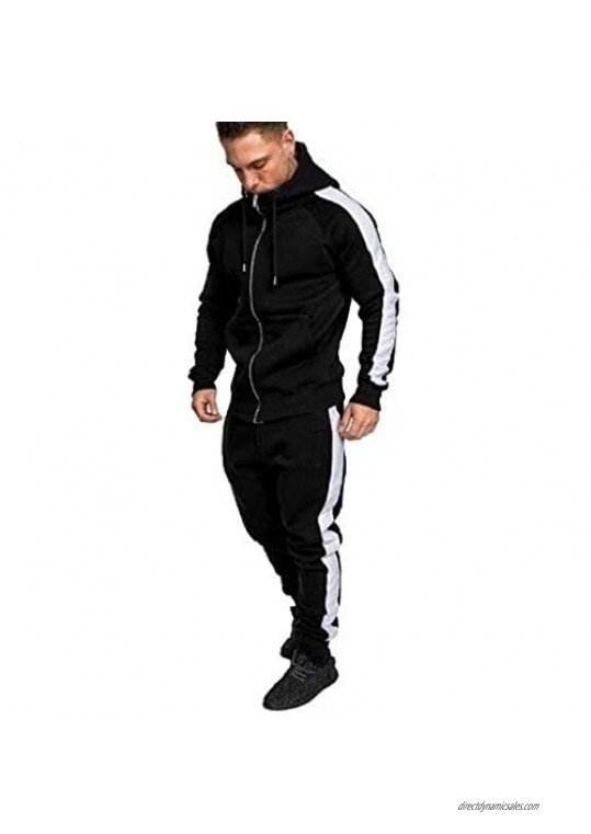 Limsea Men's Sports Suit Tracksuit 2019 Spring Solid Color Full-Zip Running Jogging Sports Jacket and Pants