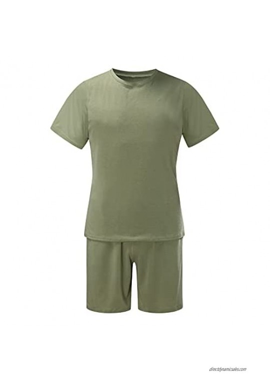 Men 2 Piece Outfits Sets 2021 Summer Short Sleeve Shirts & Shorts Pants Sets Classic Fit Sport Shorts Set Tracksuit