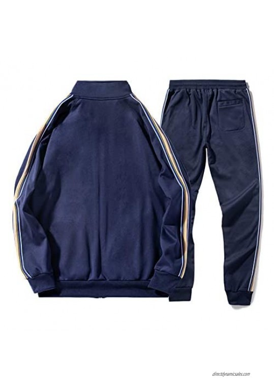 Men 2 Piece Tracksuit Set - Full Zip Athletic Sweatsuit Outfit Jogger Sport Set