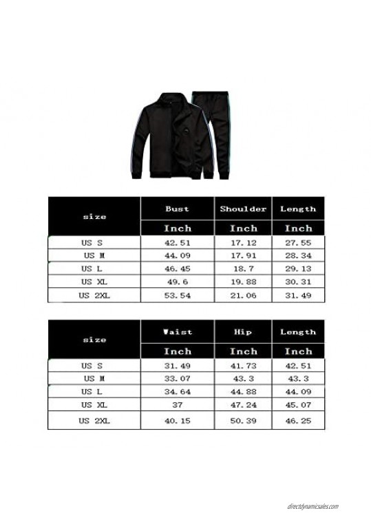 Men 2 Piece Tracksuit Set - Full Zip Athletic Sweatsuit Outfit Jogger Sport Set